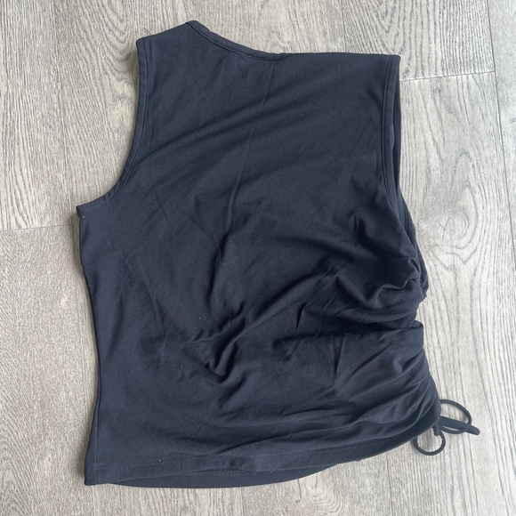 Asymmetrical black ruched top - Picture 2 of 2